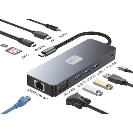 Leotec Docking Station 11 en 1 Plus USB-C PD100 3xUSB 3.2 HDMI VGA Gigabit LAN Lector SD microSD Leotec Docking Station 11 en 1 Plus USB-C PD100 3xUSB 3.2 HDMI VGA Gigabit LAN Lector SD microSD